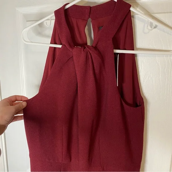 Ann Taylor Factory Cranberry/Burgundy Halter Top Jumpsuit Size 0 - Picture 9 of 9